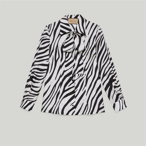 gucci zebra print|Gucci zebra print silk shirt in black and ivory .